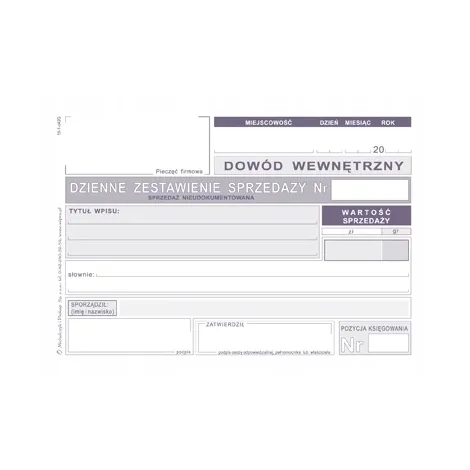 Druk MiP Dzienne Zestawienie Sprzedaży A6/25 - 2
